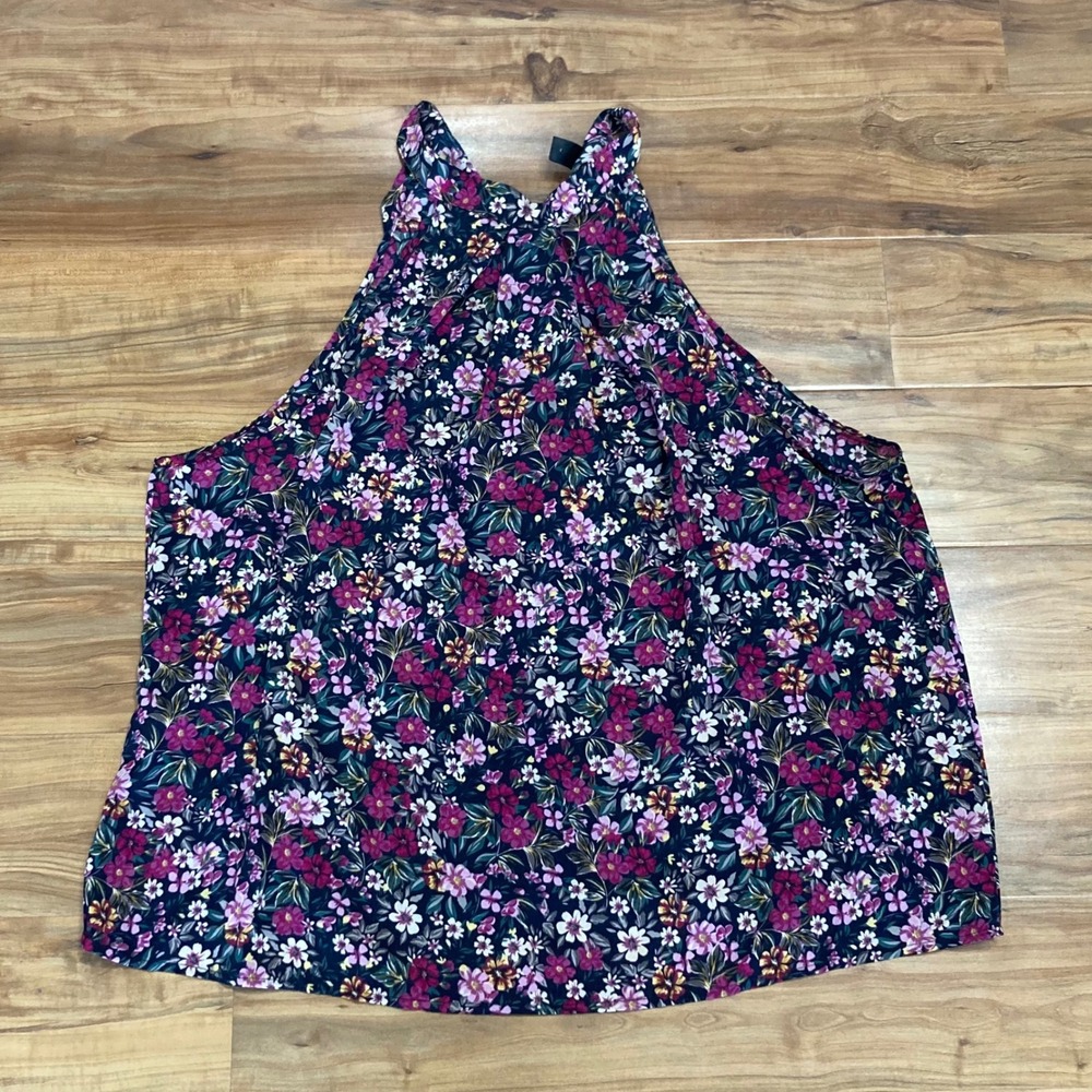 Emery Rose Floral Tank‎ Top Sleeveless Casual with Tie Womens 3XL Charm Vibrant